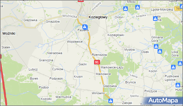 mapa Rzeniszów, Rzeniszów na mapie Targeo