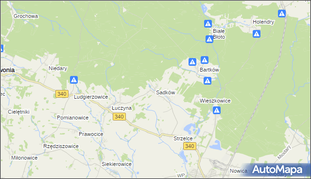 mapa Sadków gmina Dobroszyce, Sadków gmina Dobroszyce na mapie Targeo