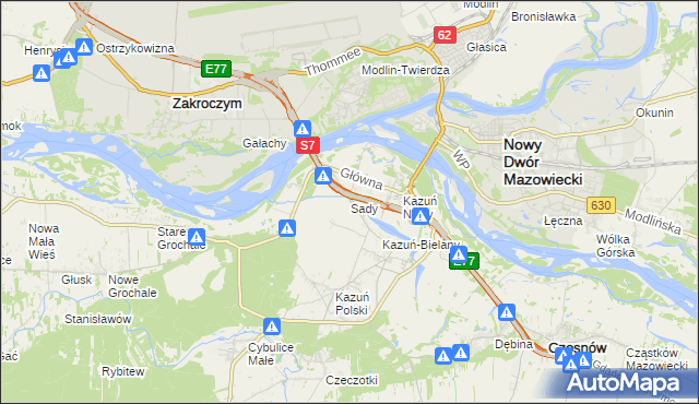 mapa Sady gmina Czosnów, Sady gmina Czosnów na mapie Targeo