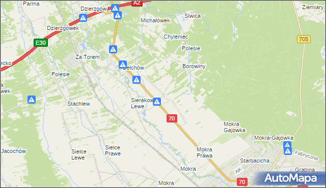 mapa Sierakowice Prawe, Sierakowice Prawe na mapie Targeo