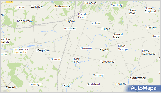 mapa Sławków gmina Regnów, Sławków gmina Regnów na mapie Targeo