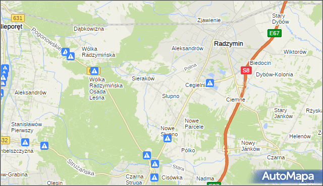 mapa Słupno gmina Radzymin, Słupno gmina Radzymin na mapie Targeo