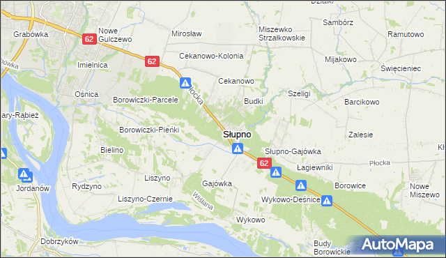 mapa Słupno powiat płocki, Słupno powiat płocki na mapie Targeo