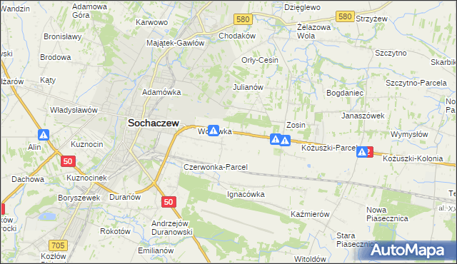 mapa Sochaczew-Wieś, Sochaczew-Wieś na mapie Targeo