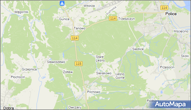 mapa Stare Leśno, Stare Leśno na mapie Targeo