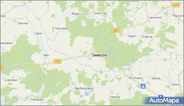 mapa Świerzno powiat kamieński, Świerzno powiat kamieński na mapie Targeo