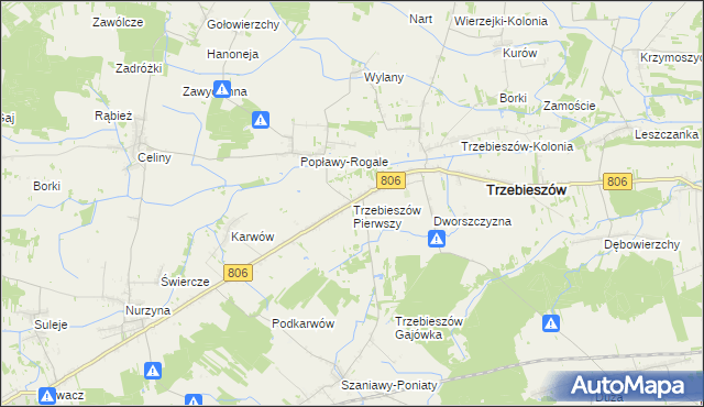 mapa Trzebieszów Pierwszy, Trzebieszów Pierwszy na mapie Targeo