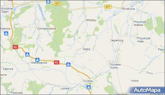 mapa Węża, Węża na mapie Targeo