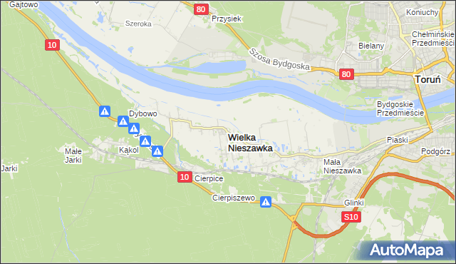 mapa Wielka Nieszawka, Wielka Nieszawka na mapie Targeo