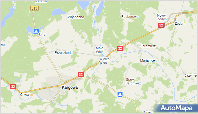 mapa Wielka Wieś gmina Siedlec, Wielka Wieś gmina Siedlec na mapie Targeo