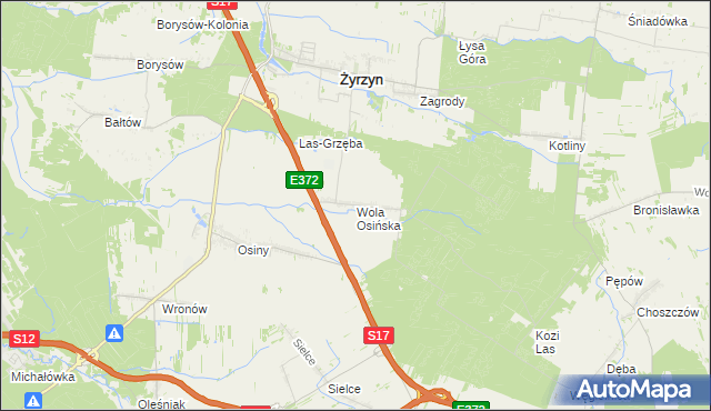 mapa Wola Osińska, Wola Osińska na mapie Targeo