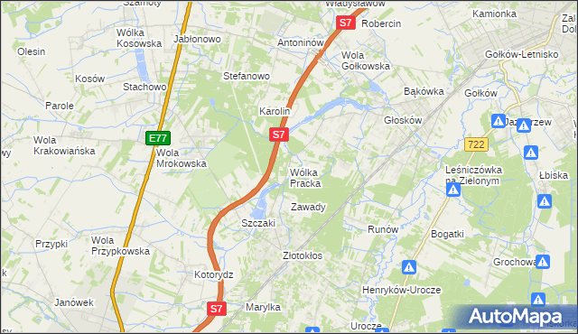 mapa Wólka Pracka, Wólka Pracka na mapie Targeo