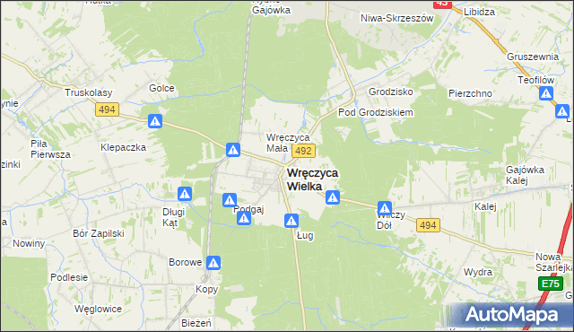 mapa Wręczyca Wielka, Wręczyca Wielka na mapie Targeo