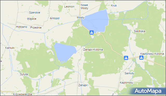 mapa Zahajki-Kolonia, Zahajki-Kolonia na mapie Targeo