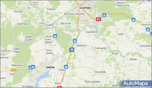 mapa Zawiszyn gmina Jadów, Zawiszyn gmina Jadów na mapie Targeo