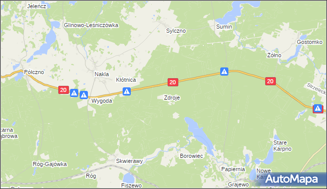 mapa Zdroje gmina Lipusz, Zdroje gmina Lipusz na mapie Targeo