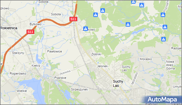 mapa Złotniki gmina Suchy Las, Złotniki gmina Suchy Las na mapie Targeo