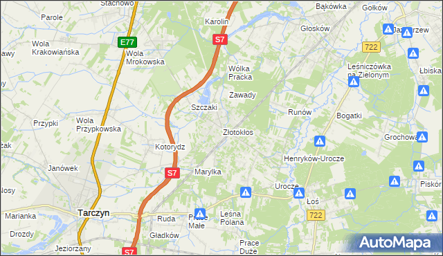 mapa Złotokłos, Złotokłos na mapie Targeo