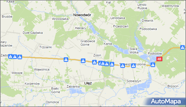 mapa Zosin gmina Ułęż, Zosin gmina Ułęż na mapie Targeo