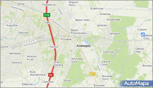 mapa Andrespol, Andrespol na mapie Targeo