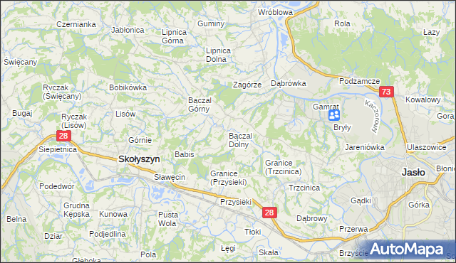 mapa Bączal Dolny, Bączal Dolny na mapie Targeo