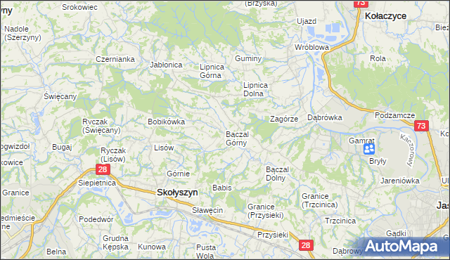 mapa Bączal Górny, Bączal Górny na mapie Targeo