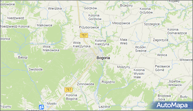 mapa Bogoria powiat staszowski, Bogoria powiat staszowski na mapie Targeo