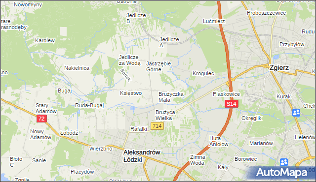 mapa Brużyczka Mała, Brużyczka Mała na mapie Targeo