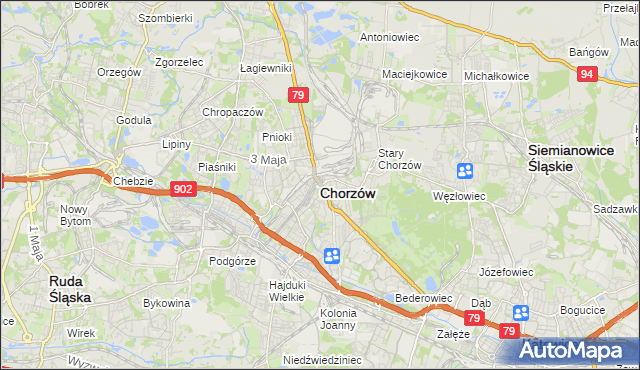 mapa Chorzów, Chorzów na mapie Targeo