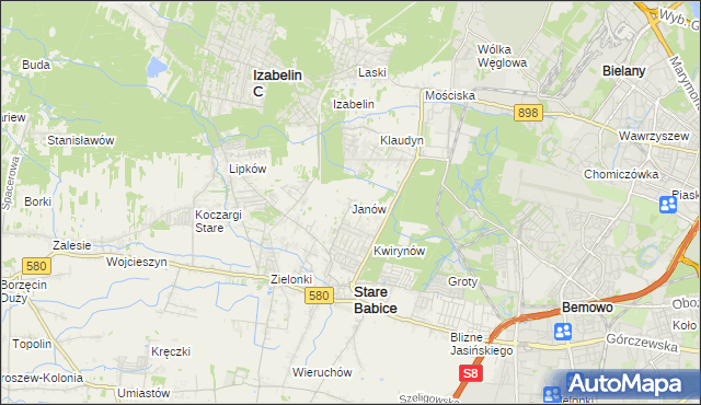 mapa Janów gmina Stare Babice, Janów gmina Stare Babice na mapie Targeo