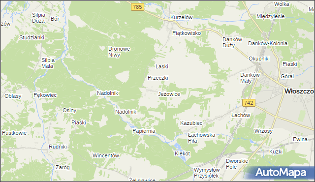 mapa Jeżowice, Jeżowice na mapie Targeo