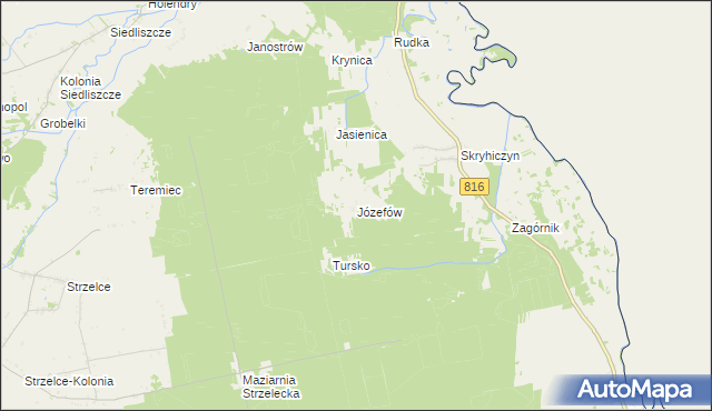 mapa Józefów gmina Dubienka, Józefów gmina Dubienka na mapie Targeo