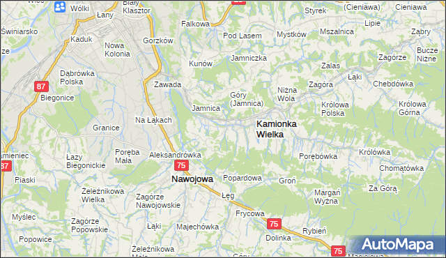 mapa Kamionka Mała gmina Kamionka Wielka, Kamionka Mała gmina Kamionka Wielka na mapie Targeo