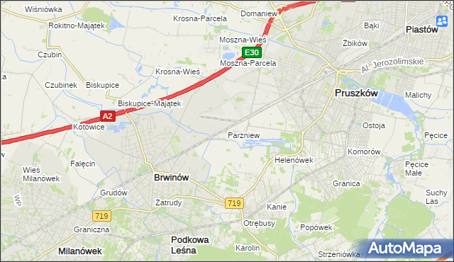 mapa Parzniew, Parzniew na mapie Targeo