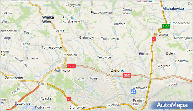 mapa Pękowice, Pękowice na mapie Targeo