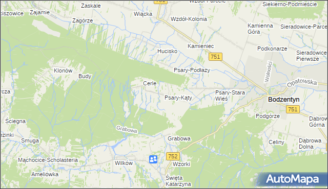 mapa Psary-Kąty, Psary-Kąty na mapie Targeo