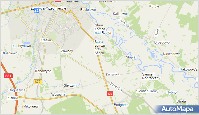 mapa Zosin gmina Łomża, Zosin gmina Łomża na mapie Targeo