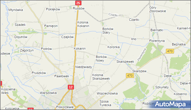 mapa Borków Nowy, Borków Nowy na mapie Targeo