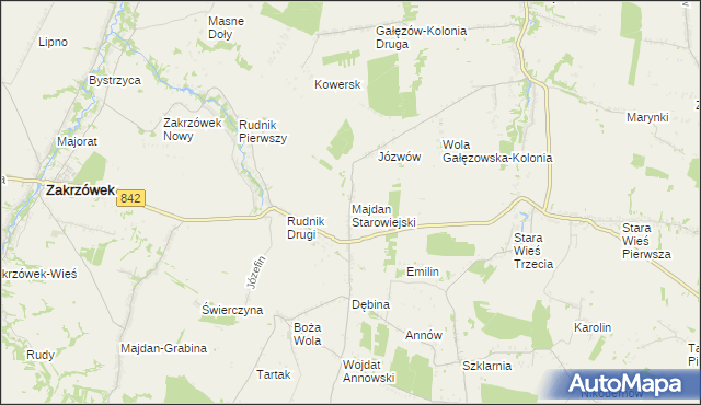 mapa Majdan Starowiejski, Majdan Starowiejski na mapie Targeo