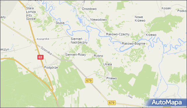 mapa Rybno gmina Łomża, Rybno gmina Łomża na mapie Targeo