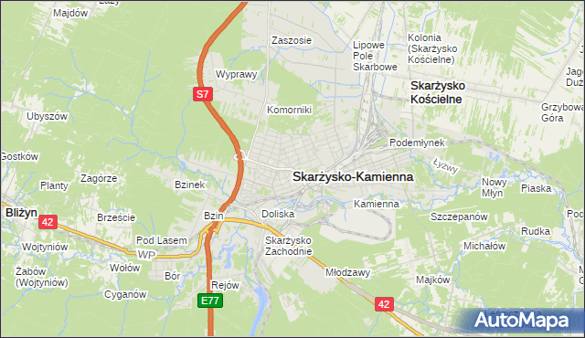 mapa Skarżysko-Kamienna, Skarżysko-Kamienna na mapie Targeo