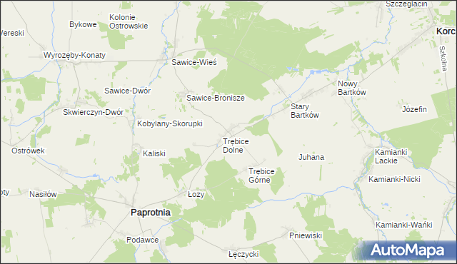 mapa Stare Trębice, Stare Trębice na mapie Targeo