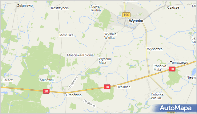 mapa Wysoka Mała gmina Wysoka, Wysoka Mała gmina Wysoka na mapie Targeo