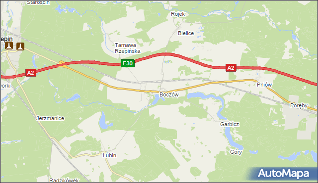 mapa Boczów gmina Torzym, Boczów gmina Torzym na mapie Targeo