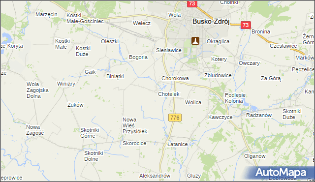 mapa Chotelek, Chotelek na mapie Targeo