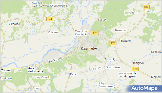 mapa Czarnków, Czarnków na mapie Targeo