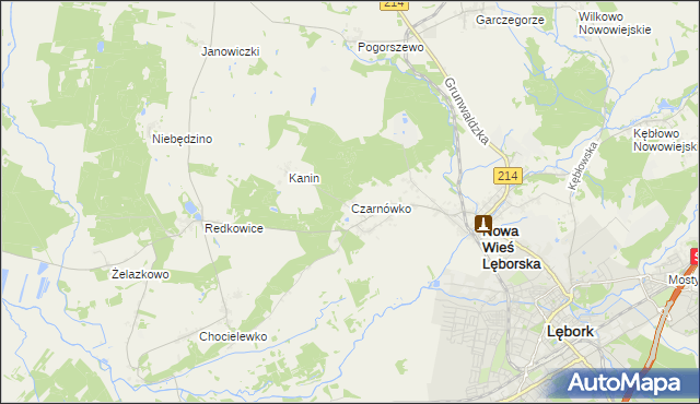 mapa Czarnówko gmina Nowa Wieś Lęborska, Czarnówko gmina Nowa Wieś Lęborska na mapie Targeo