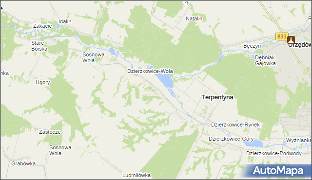 mapa Dzierzkowice-Zastawie, Dzierzkowice-Zastawie na mapie Targeo