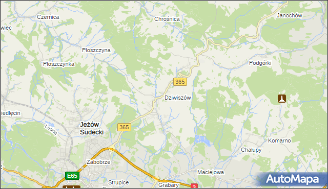 mapa Dziwiszów, Dziwiszów na mapie Targeo