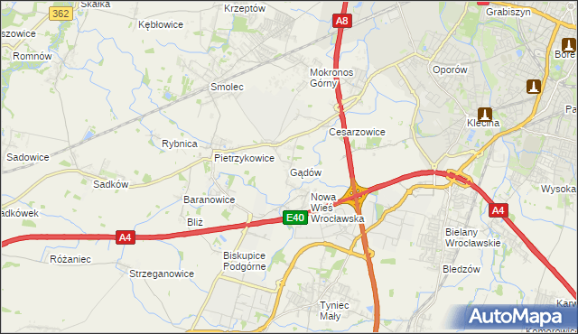 mapa Gądów, Gądów na mapie Targeo